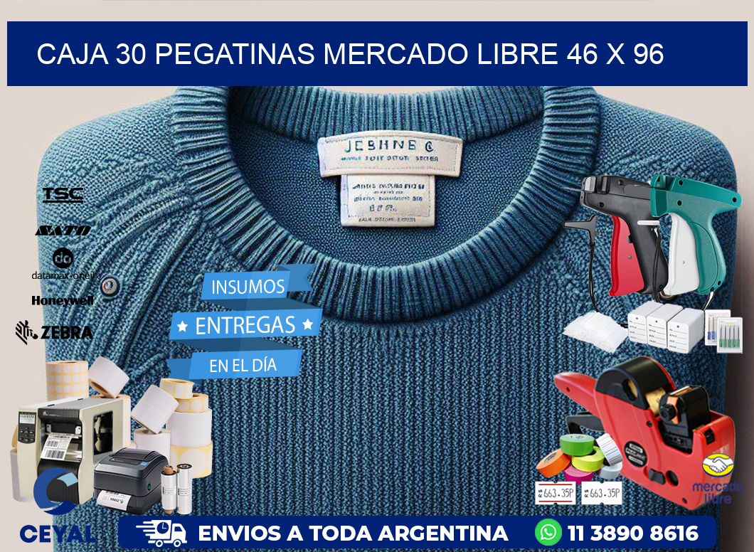 CAJA 30 PEGATINAS MERCADO LIBRE 46 x 96