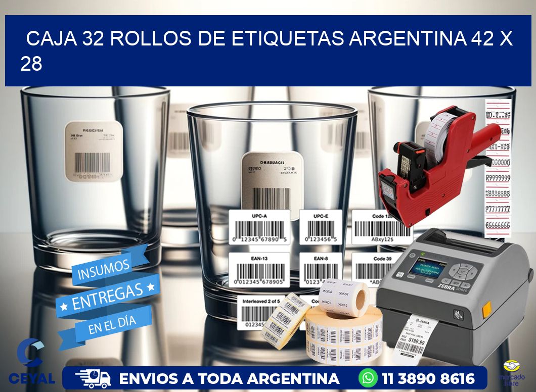 CAJA 32 ROLLOS DE ETIQUETAS ARGENTINA 42 x 28