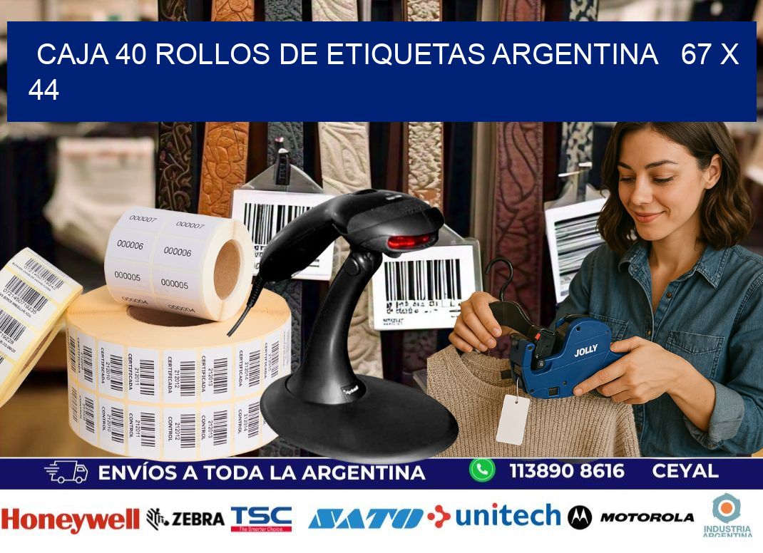 CAJA 40 ROLLOS DE ETIQUETAS ARGENTINA   67 x 44
