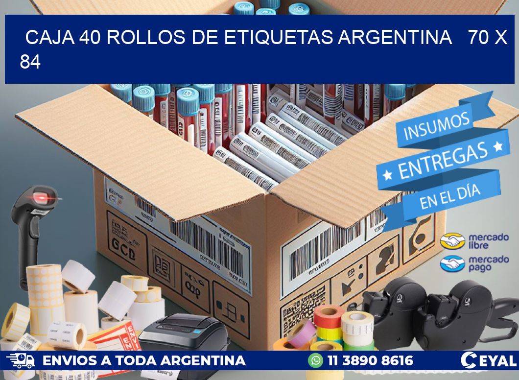 CAJA 40 ROLLOS DE ETIQUETAS ARGENTINA   70 x 84