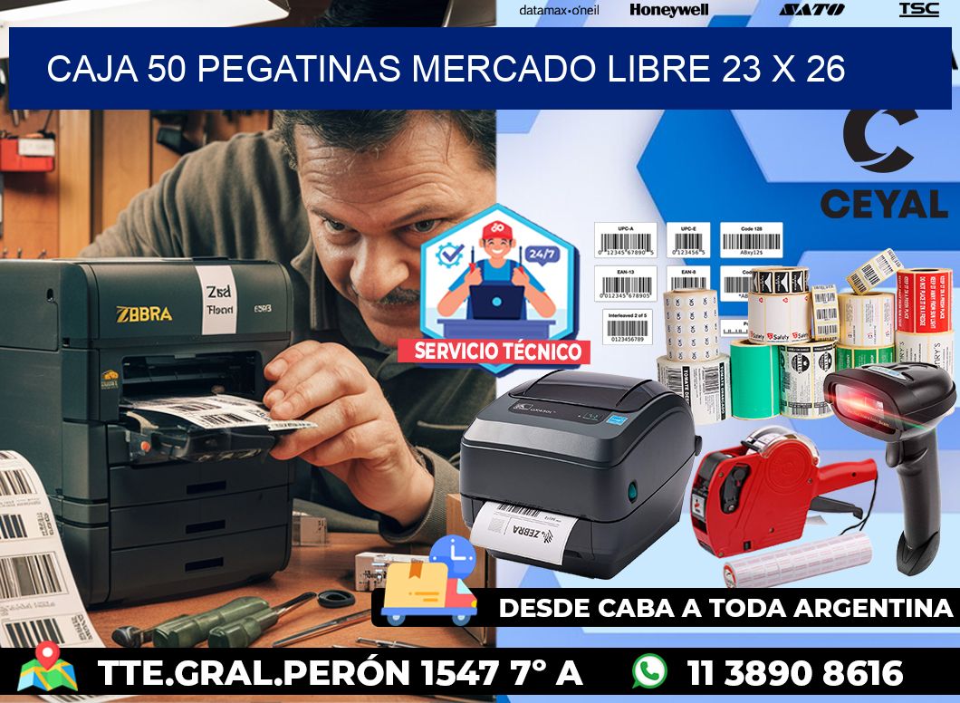 CAJA 50 PEGATINAS MERCADO LIBRE 23 x 26