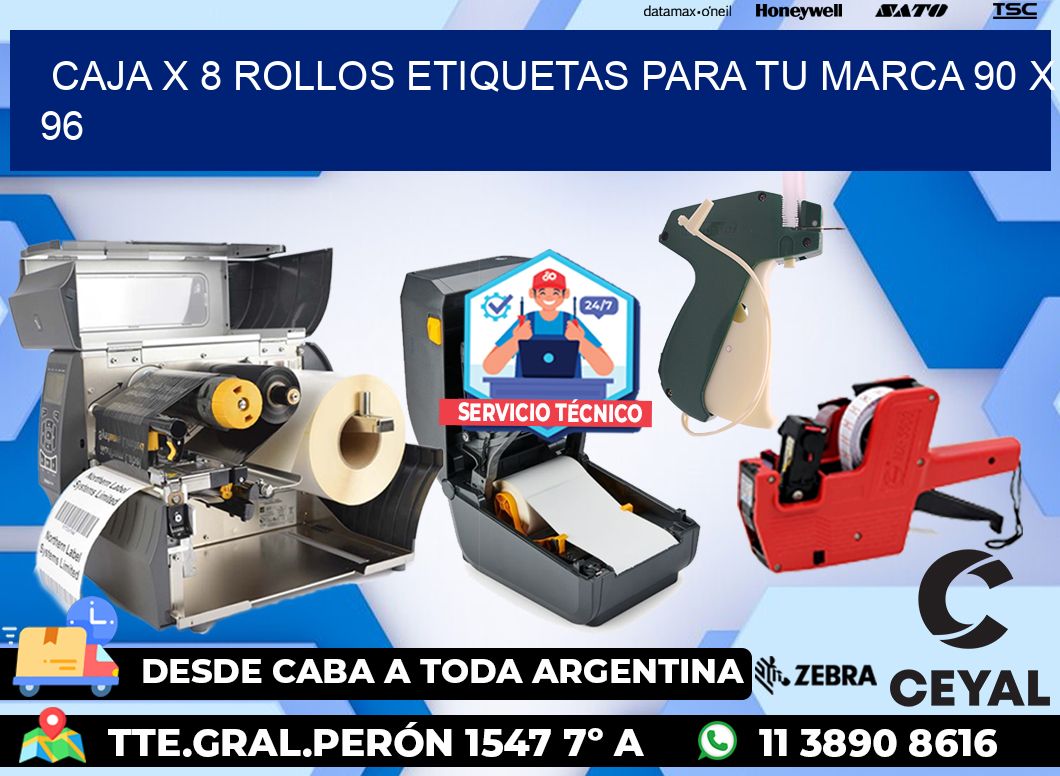Caja X 8 Rollos Etiquetas para tu marca 90 x 96