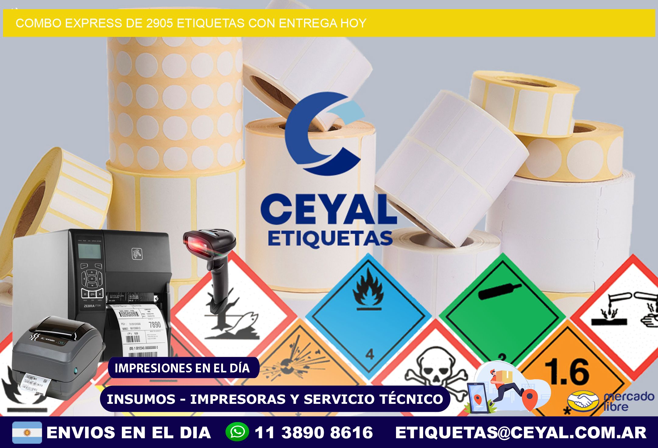 Combo express de 2905 etiquetas con entrega hoy