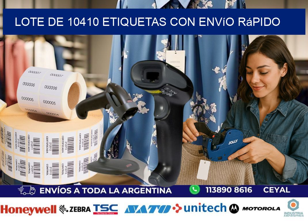 Lote de 10410 etiquetas con envío rápido