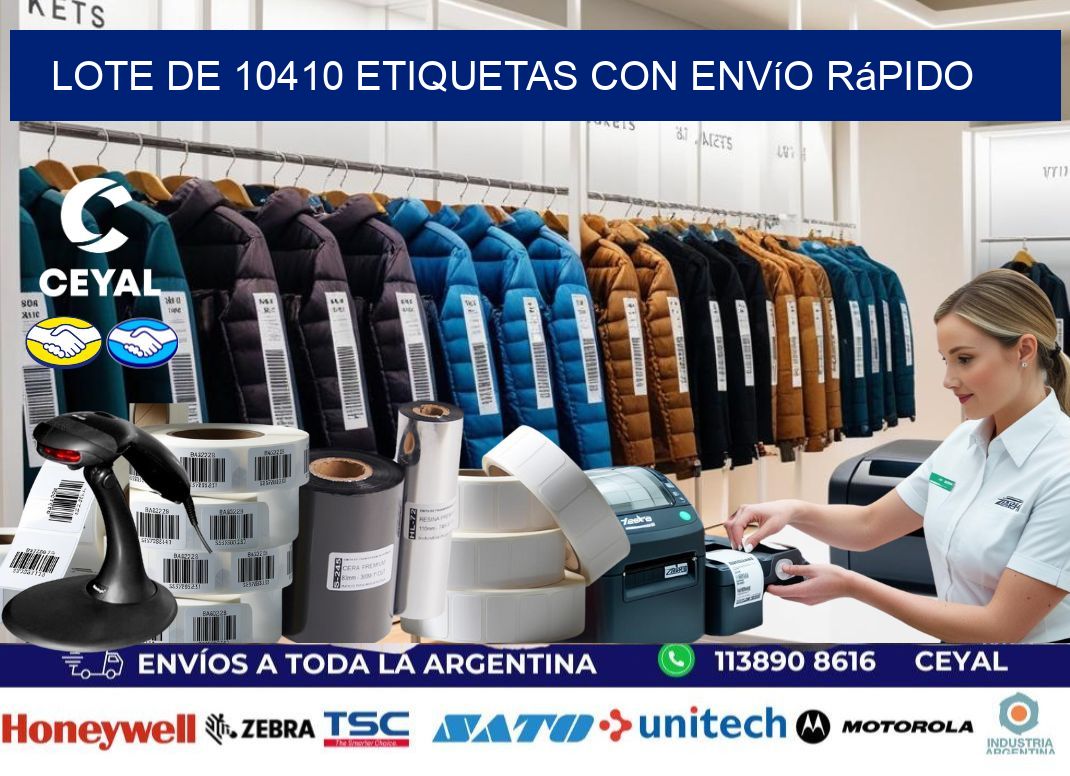 Lote de 10410 etiquetas con envío rápido