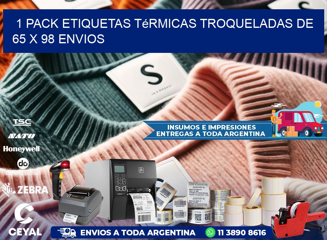 1 Pack etiquetas Térmicas Troqueladas De 65 x 98 ENVIOS