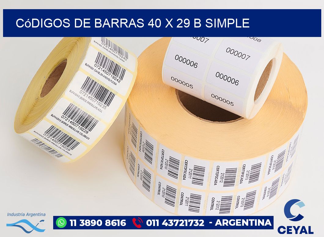 Códigos de Barras 40 x 29 b simple