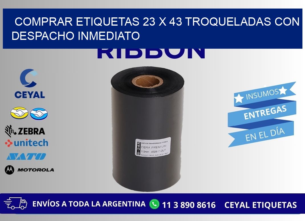 Comprar etiquetas 23 x 43 troqueladas con despacho inmediato