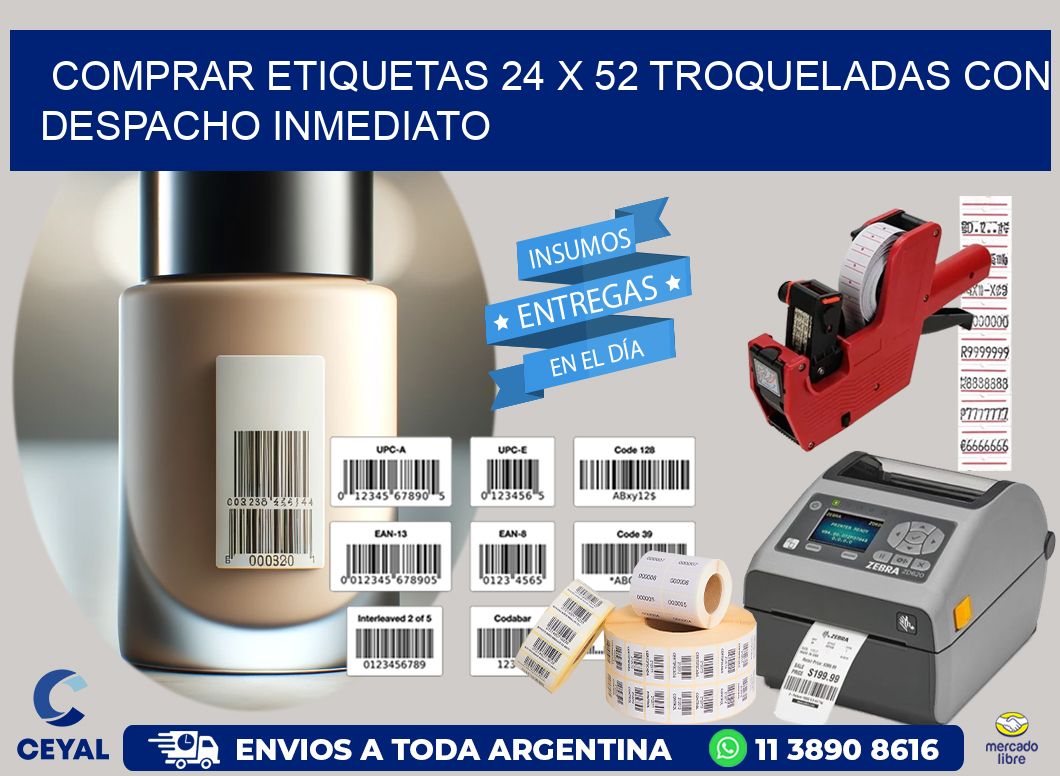 Comprar etiquetas 24 x 52 troqueladas con despacho inmediato