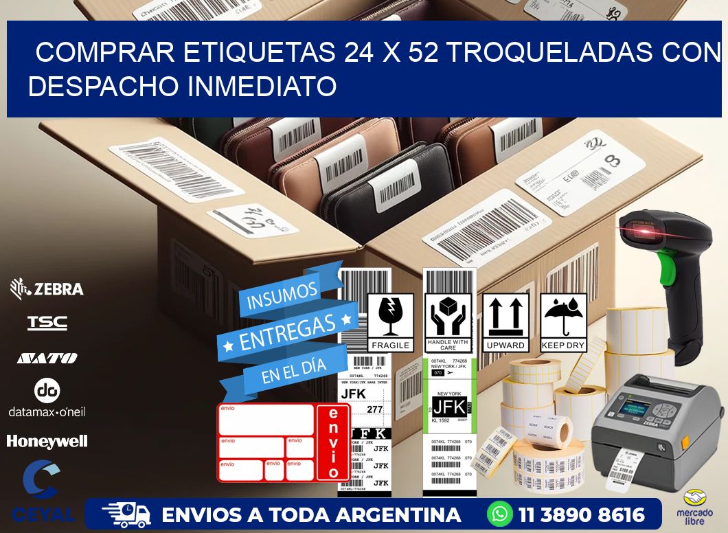 Comprar etiquetas 24 x 52 troqueladas con despacho inmediato