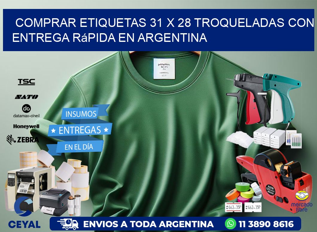 Comprar etiquetas 31 x 28 troqueladas con entrega rápida en Argentina