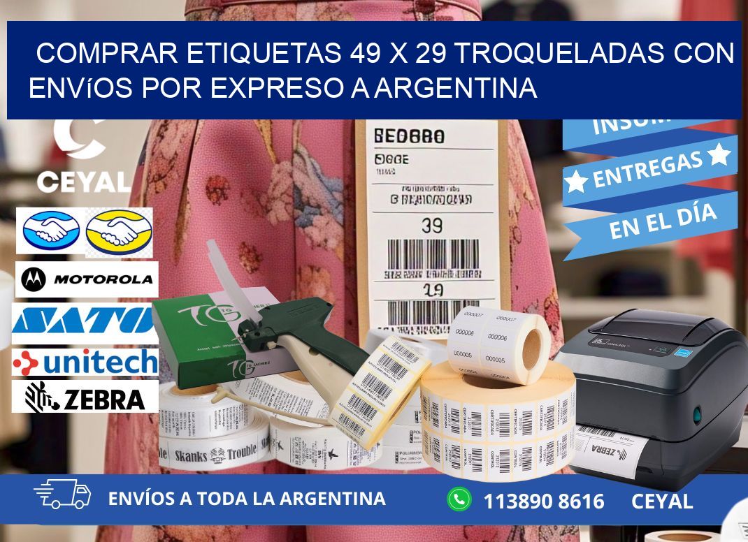 Comprar etiquetas 49 x 29 troqueladas con envíos por expreso a Argentina