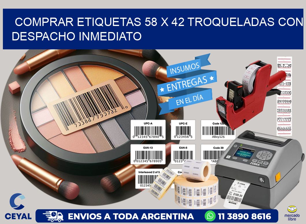 Comprar etiquetas 58 x 42 troqueladas con despacho inmediato
