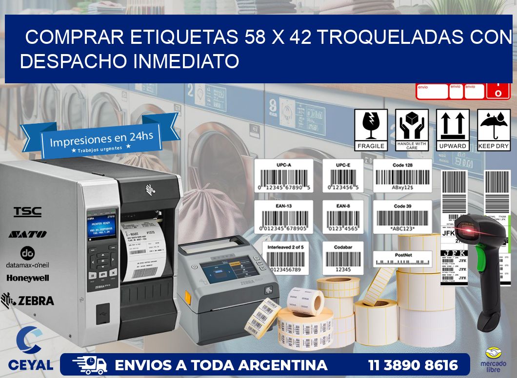 Comprar etiquetas 58 x 42 troqueladas con despacho inmediato