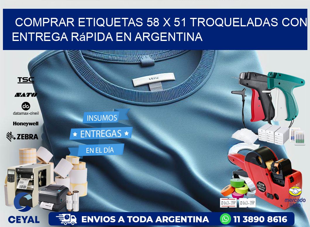 Comprar etiquetas 58 x 51 troqueladas con entrega rápida en Argentina