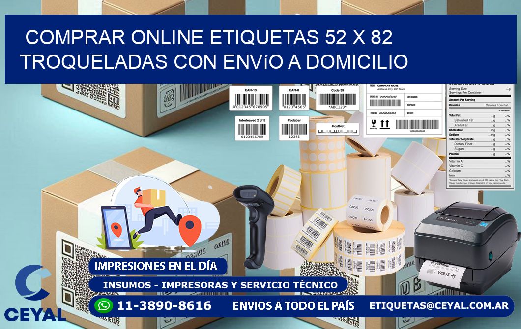 Comprar online etiquetas 52 x 82 troqueladas con envío a domicilio