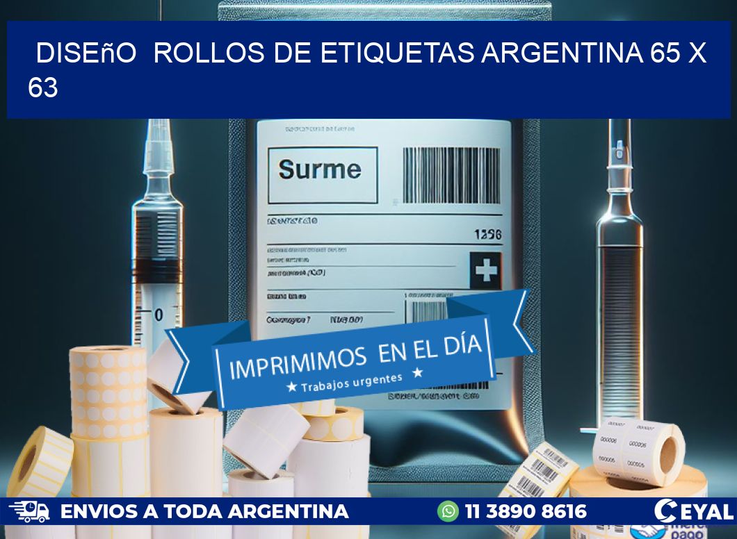 Diseño  ROLLOS DE ETIQUETAS ARGENTINA 65 x 63