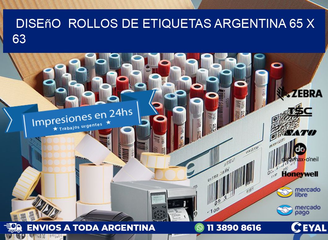 Diseño  ROLLOS DE ETIQUETAS ARGENTINA 65 x 63