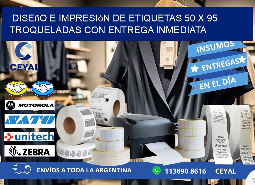 Diseño e impresión de etiquetas 50 x 95 troqueladas con entrega inmediata