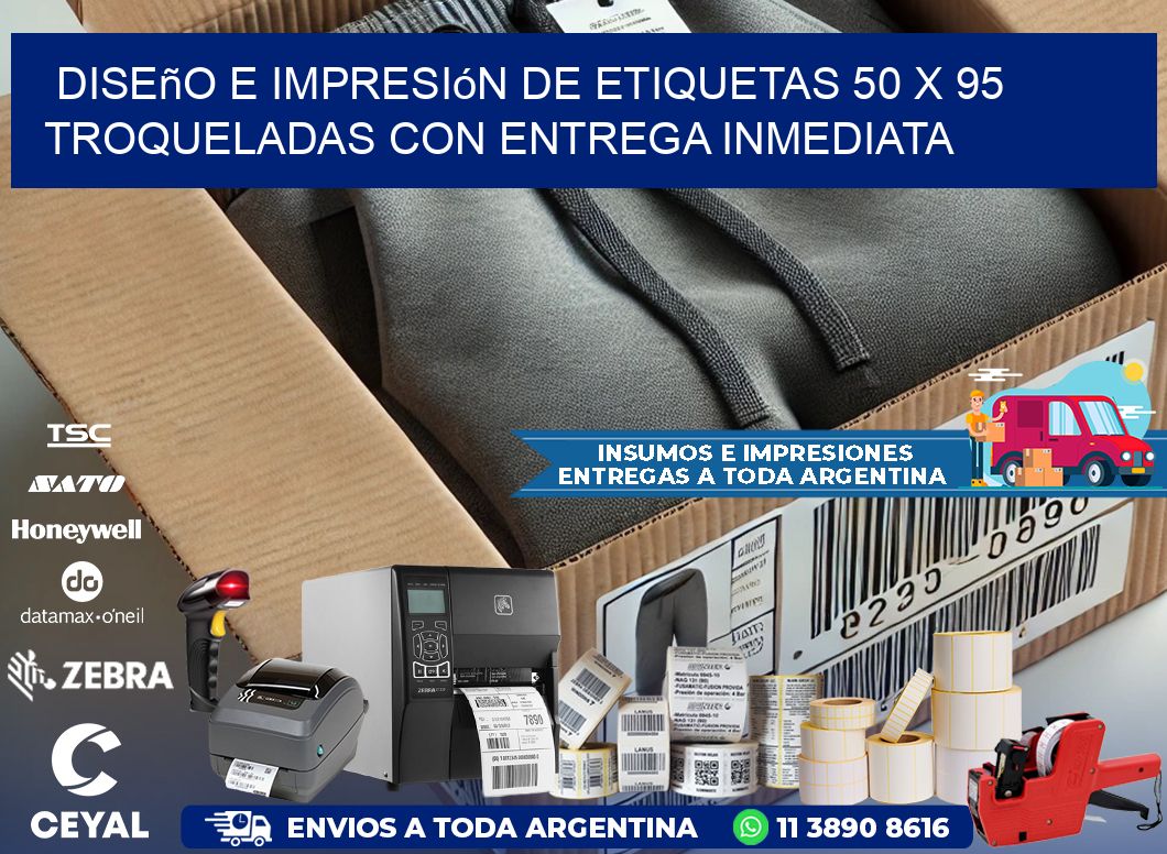 Diseño e impresión de etiquetas 50 x 95 troqueladas con entrega inmediata