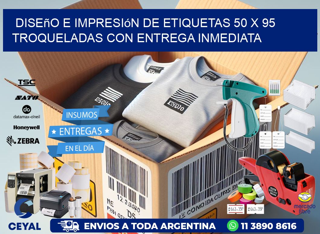 Diseño e impresión de etiquetas 50 x 95 troqueladas con entrega inmediata