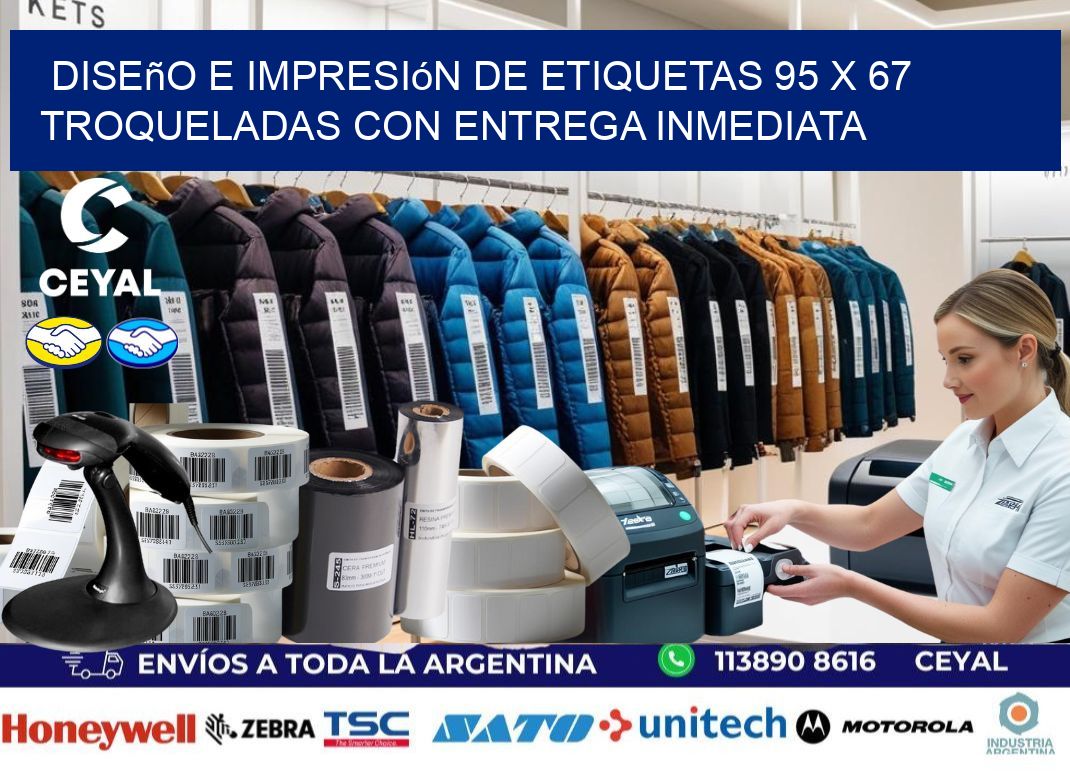 Diseño e impresión de etiquetas 95 x 67 troqueladas con entrega inmediata