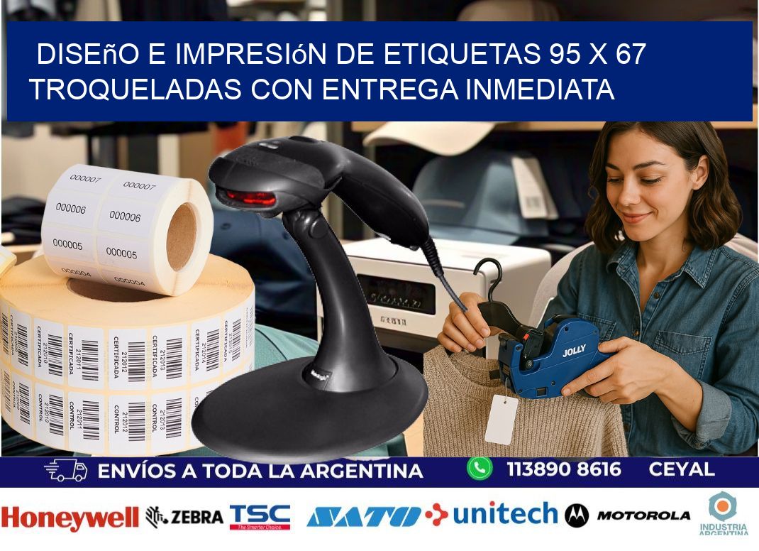 Diseño e impresión de etiquetas 95 x 67 troqueladas con entrega inmediata