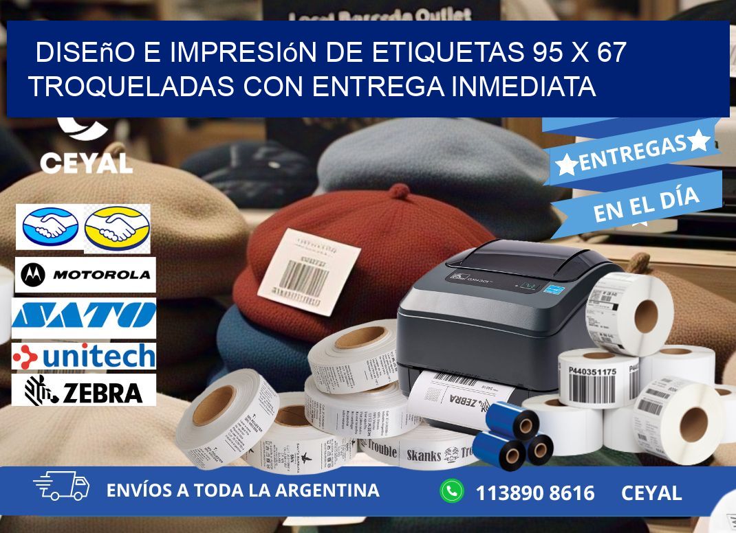 Diseño e impresión de etiquetas 95 x 67 troqueladas con entrega inmediata