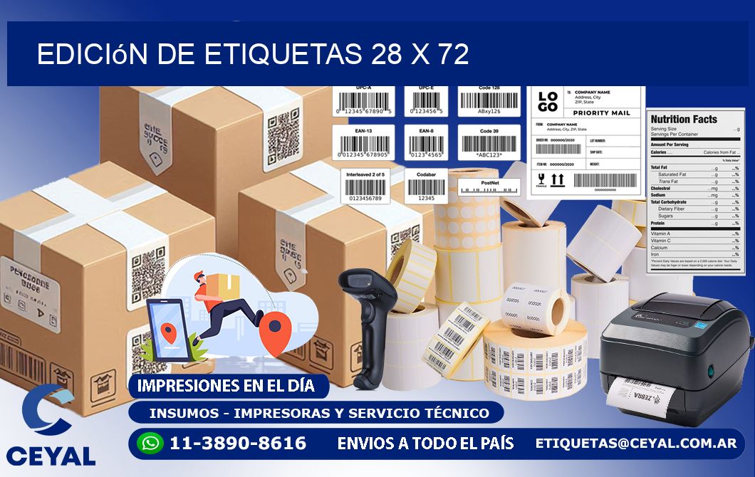 Edición de etiquetas 28 x 72