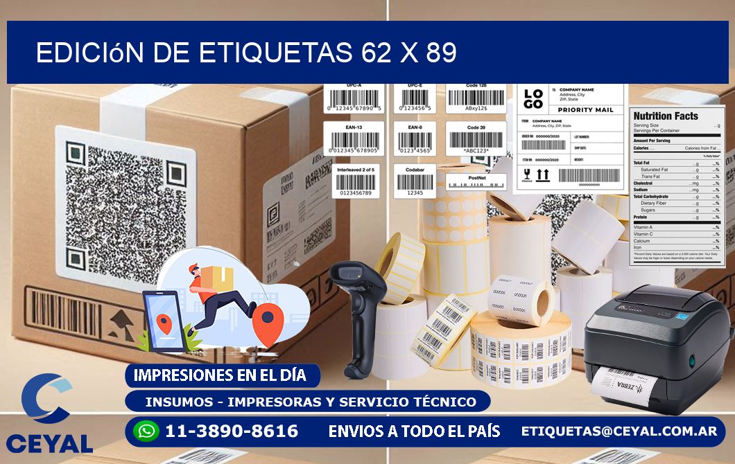 Edición de etiquetas 62 x 89