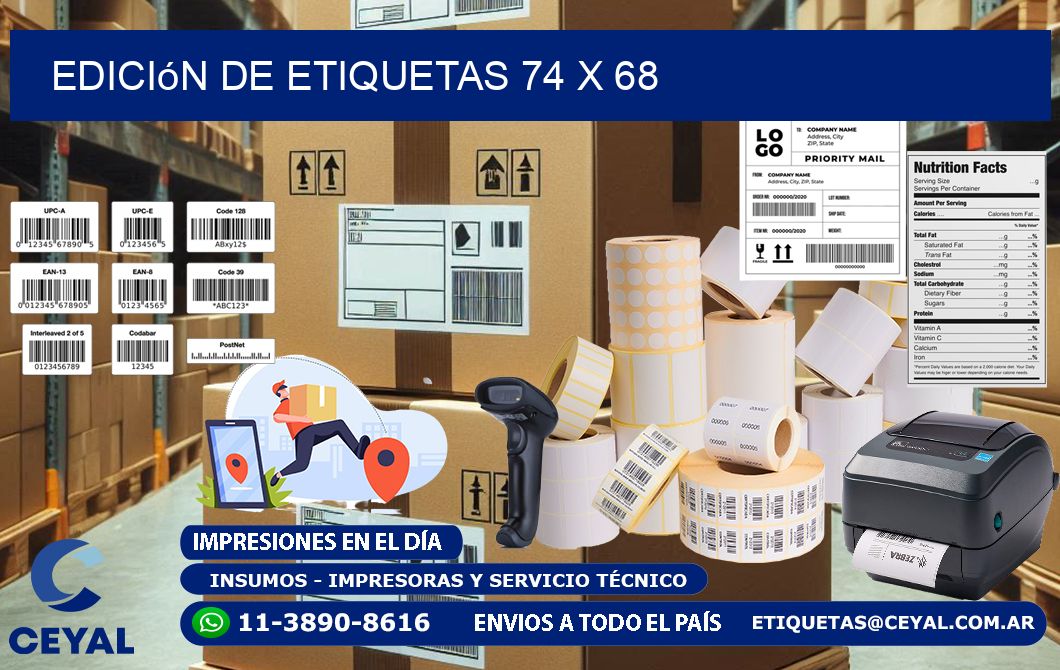Edición de etiquetas 74 x 68
