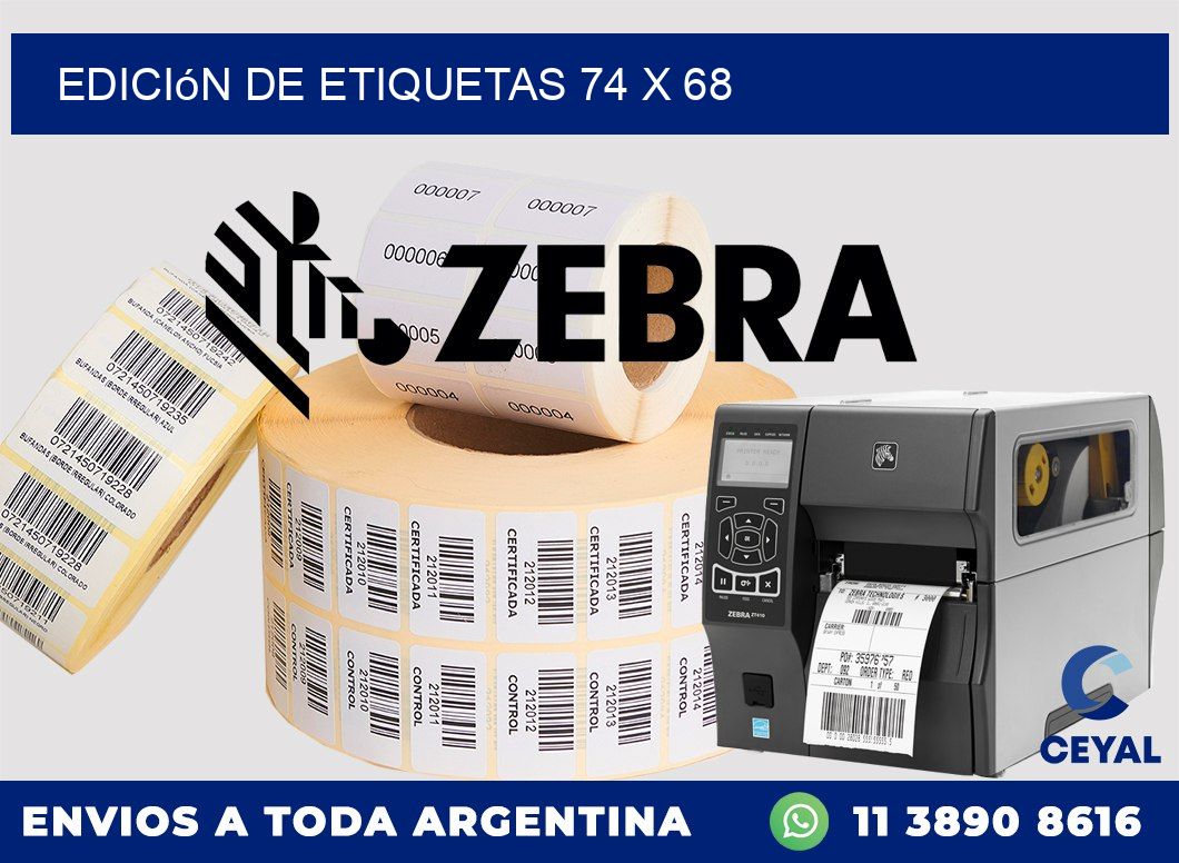 Edición de etiquetas 74 x 68