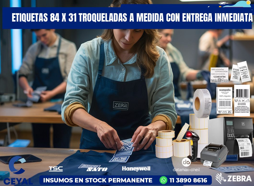Etiquetas 84 x 31 troqueladas a medida con entrega inmediata