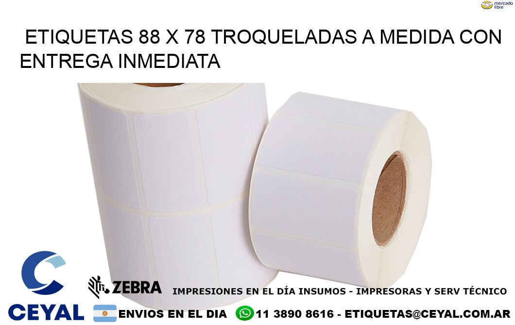 Etiquetas 88 x 78 troqueladas a medida con entrega inmediata