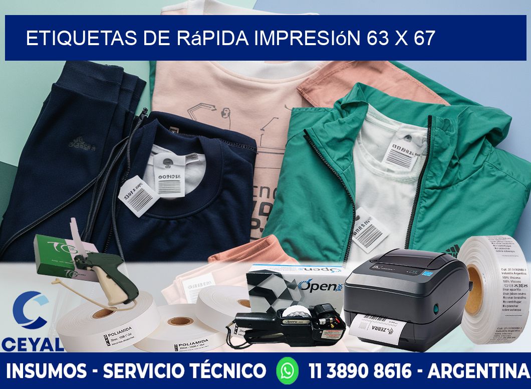 Etiquetas de rápida impresión 63 x 67