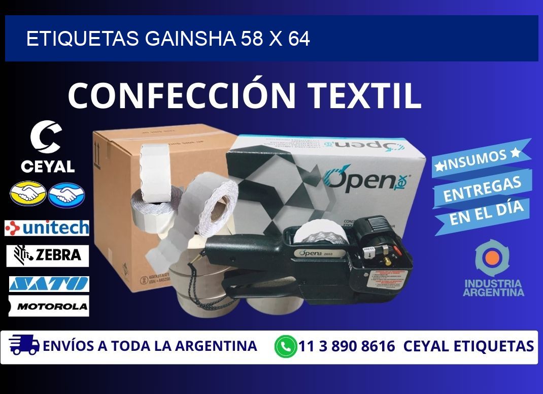 Etiquetas gainsha 58 x 64