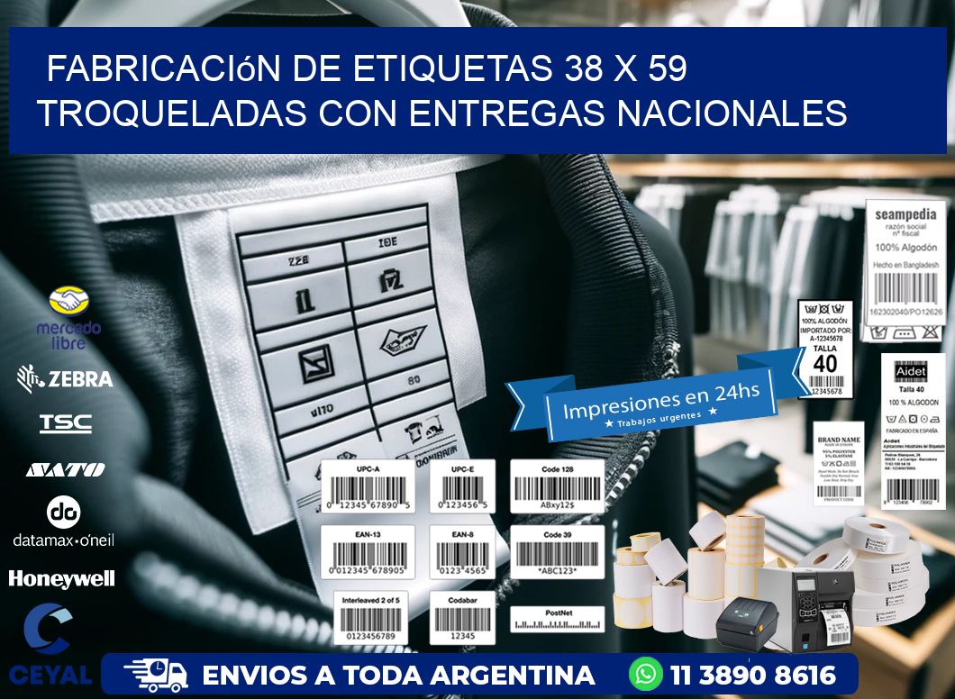 Fabricación de etiquetas 38 x 59 troqueladas con entregas nacionales