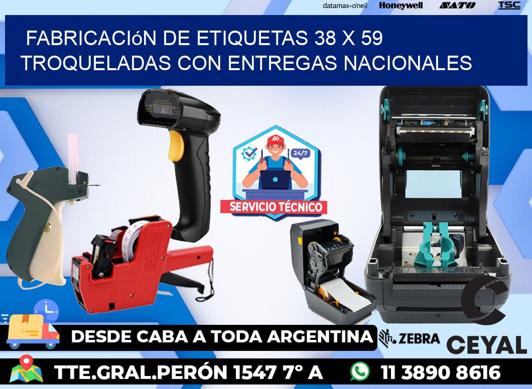 Fabricación de etiquetas 38 x 59 troqueladas con entregas nacionales