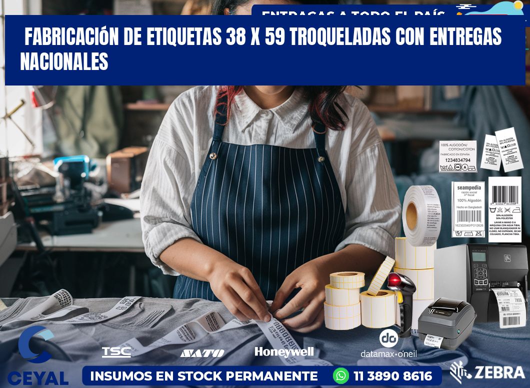 Fabricación de etiquetas 38 x 59 troqueladas con entregas nacionales