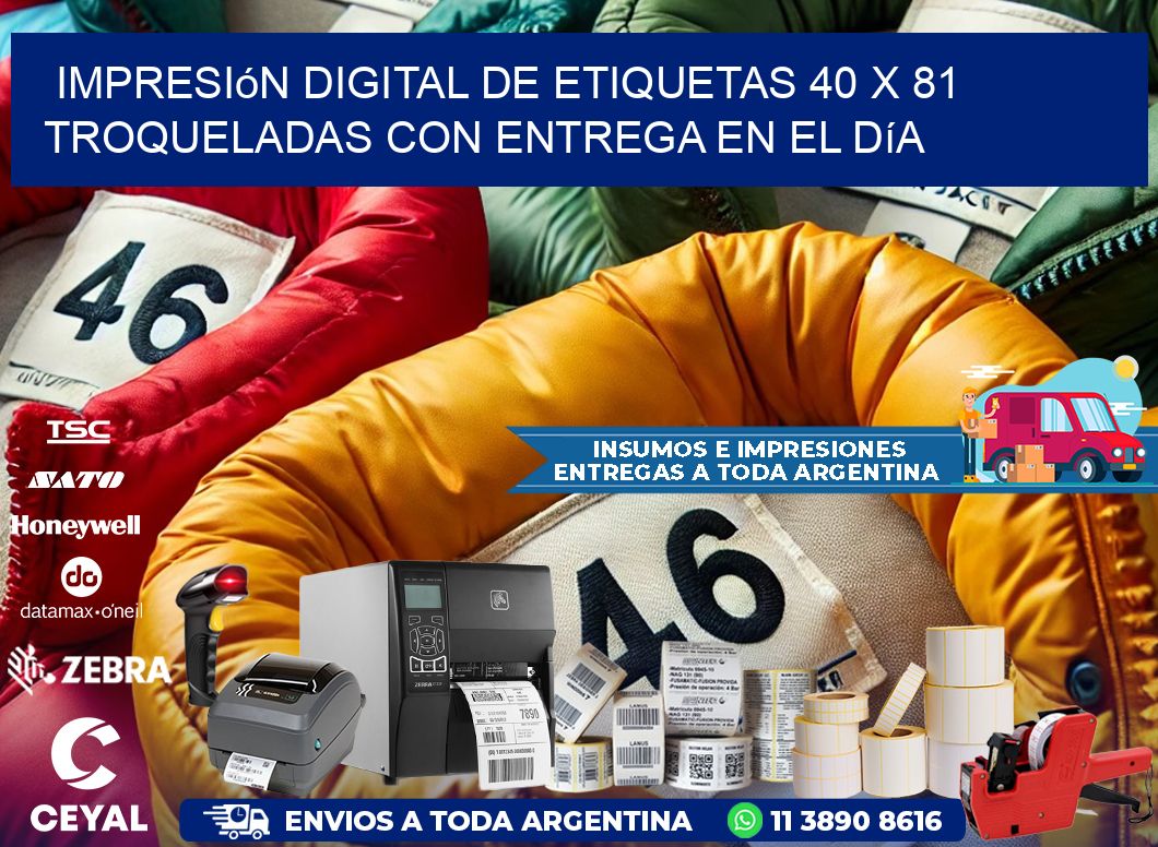 Impresión digital de etiquetas 40 x 81 troqueladas con entrega en el día