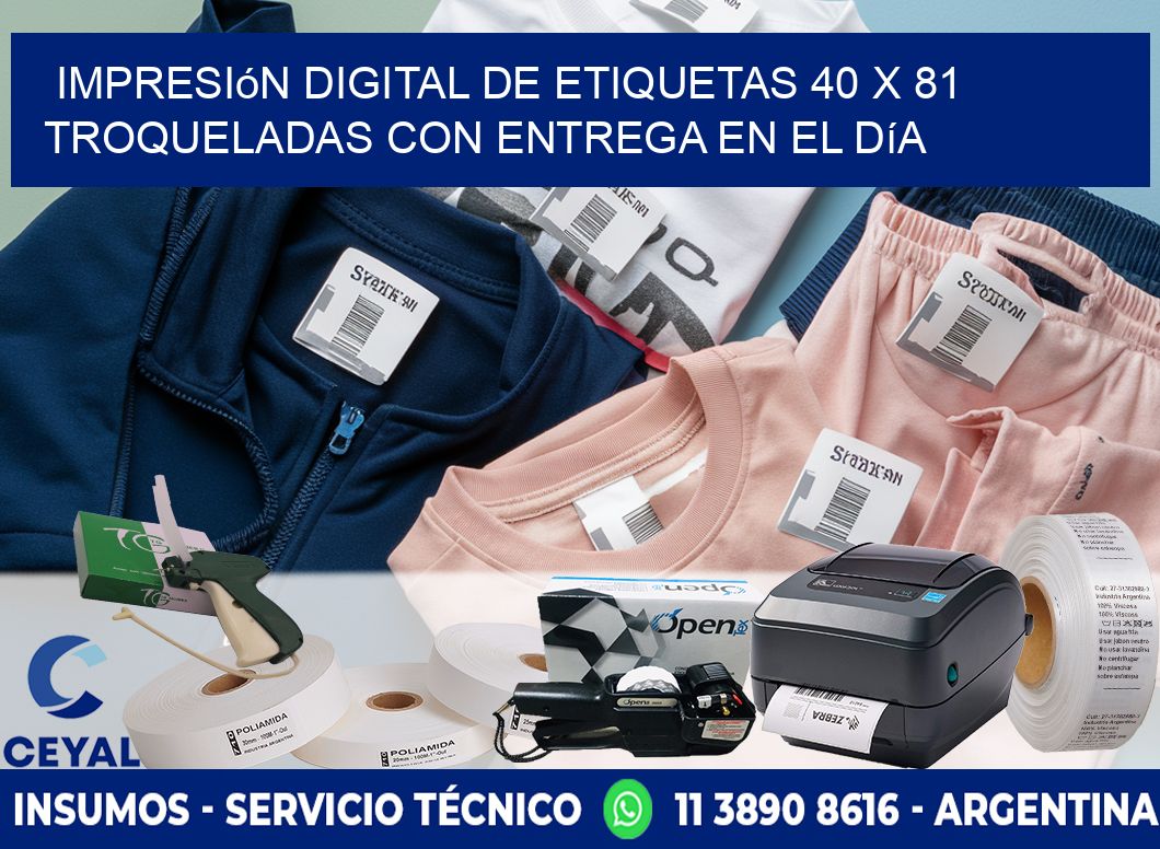 Impresión digital de etiquetas 40 x 81 troqueladas con entrega en el día