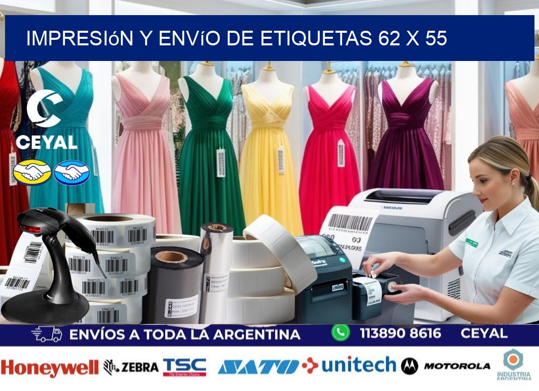 Impresión y envío de etiquetas 62 x 55