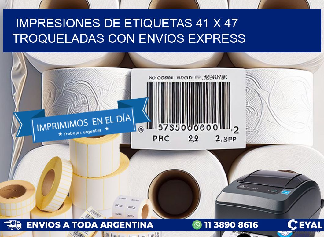 Impresiones de etiquetas 41 x 47 troqueladas con envíos express