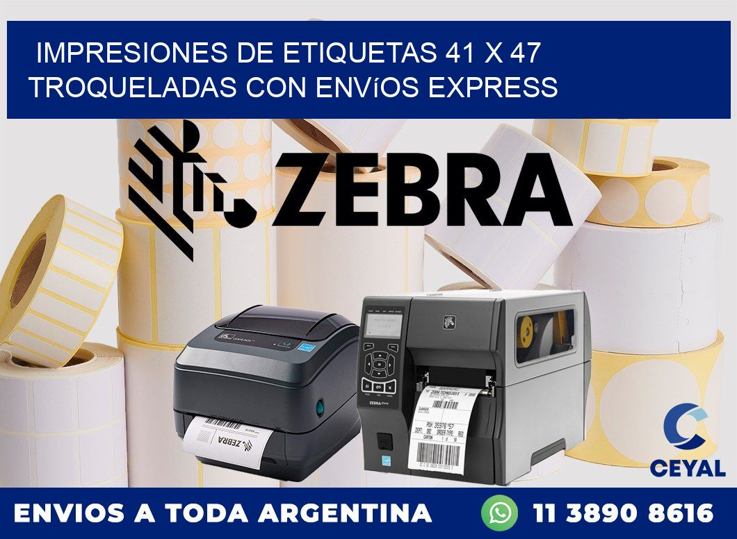 Impresiones de etiquetas 41 x 47 troqueladas con envíos express