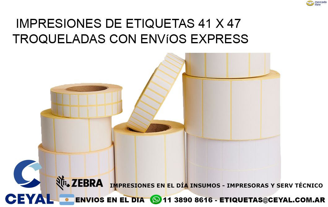 Impresiones de etiquetas 41 x 47 troqueladas con envíos express