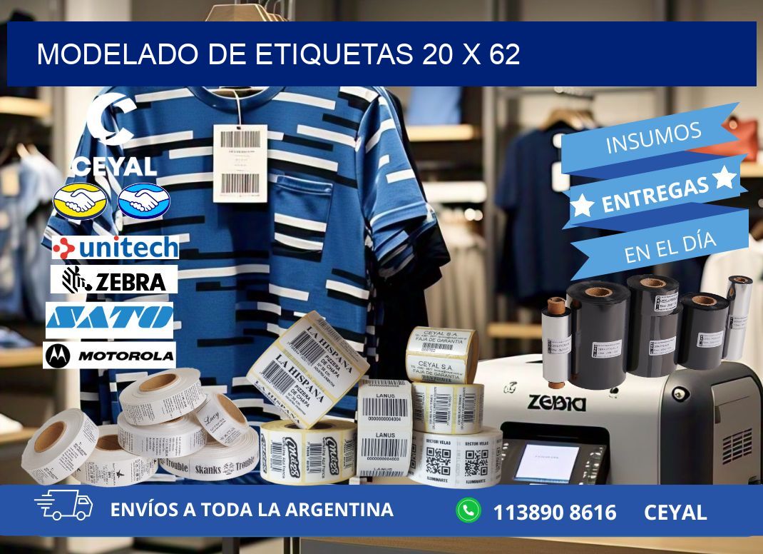 Modelado de etiquetas 20 x 62