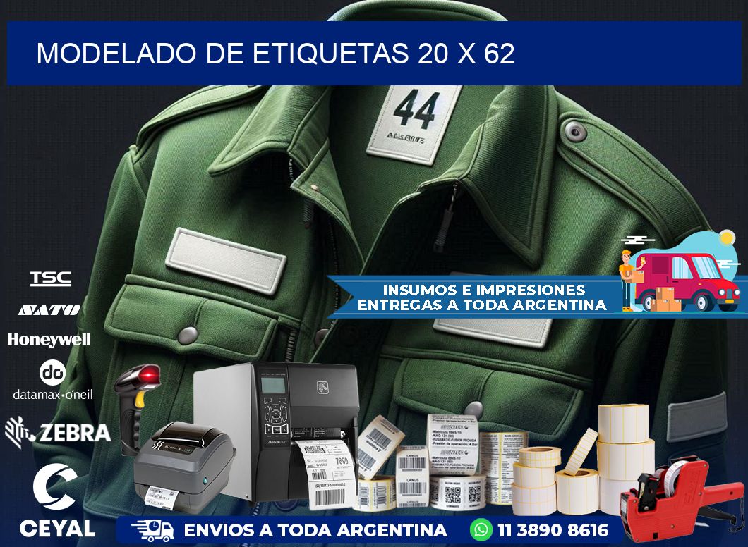 Modelado de etiquetas 20 x 62