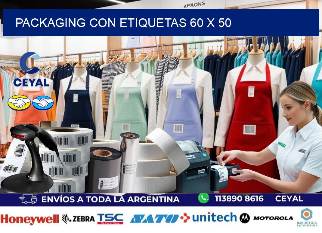 Packaging con etiquetas 60 x 50
