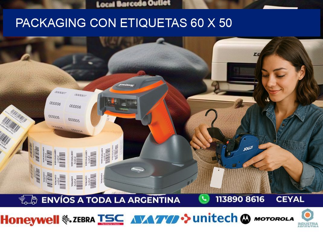 Packaging con etiquetas 60 x 50
