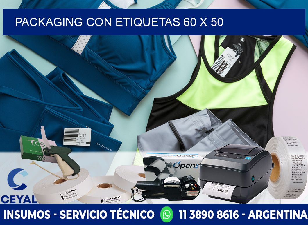 Packaging con etiquetas 60 x 50